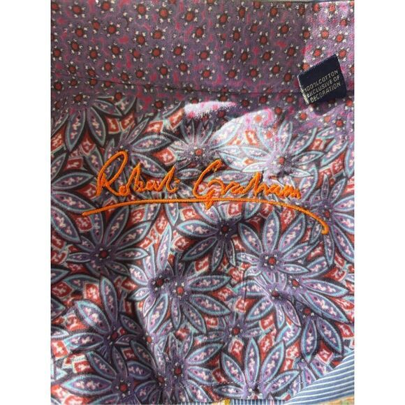 Robert Graham Men's Blue Stripe Embroidered Button-Up Long Sleeve Shirt Size XL - Picture 2 of 9